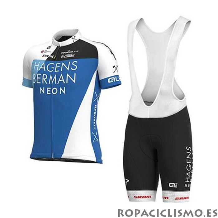 2020 Maillot Hagens Berman Axeon Tirantes Mangas Cortas Azul Blanco